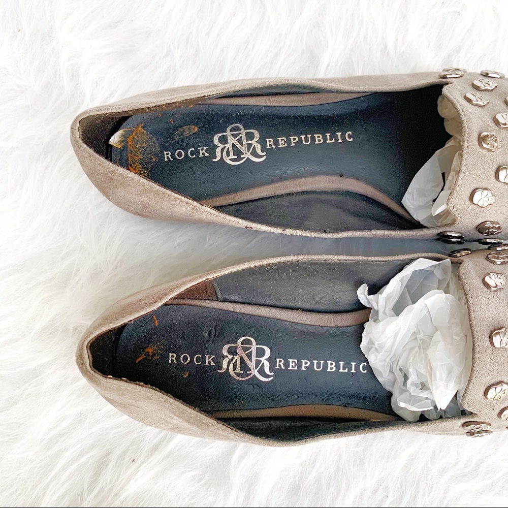 ROCK & REPUBLIC Grey Skull Studded Flats Loafers 6 - Picture 11 of 13